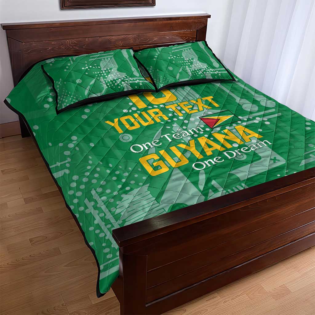 Custom Guyana Football Quilt Bed Set One Team One Game Green Version - Wonder Print Shop
