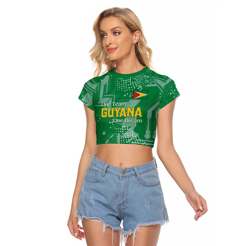 Custom Guyana Football Raglan Cropped T Shirt One Team One Game Green Version - Wonder Print Shop