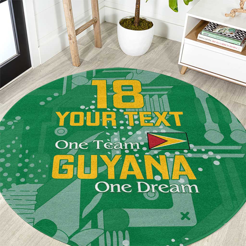 Custom Guyana Football Round Carpet One Team One Game Green Version - Wonder Print Shop