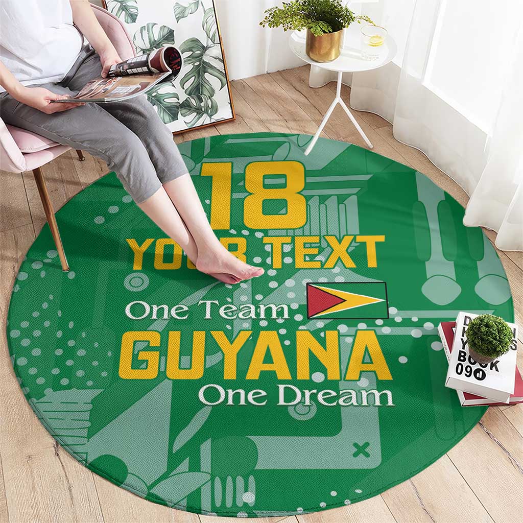Custom Guyana Football Round Carpet One Team One Game Green Version - Wonder Print Shop