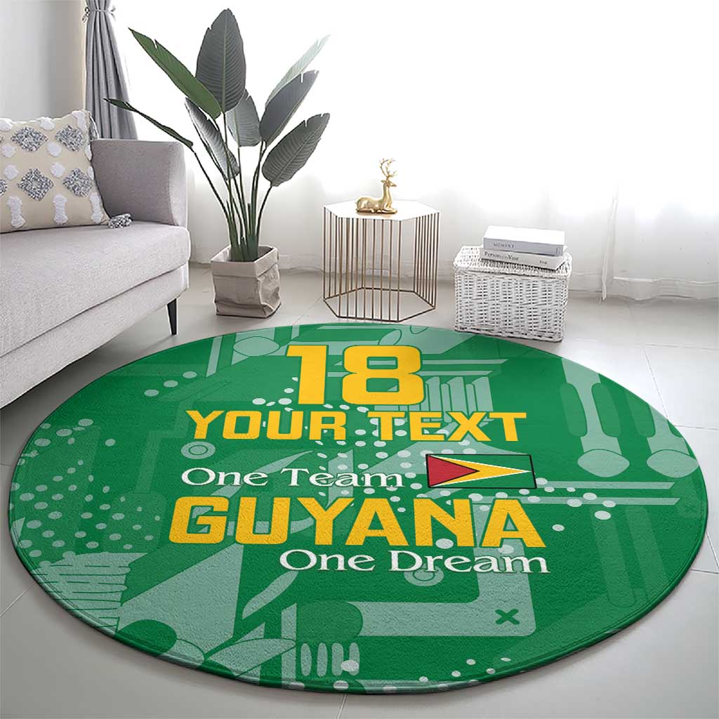 Custom Guyana Football Round Carpet One Team One Game Green Version - Wonder Print Shop