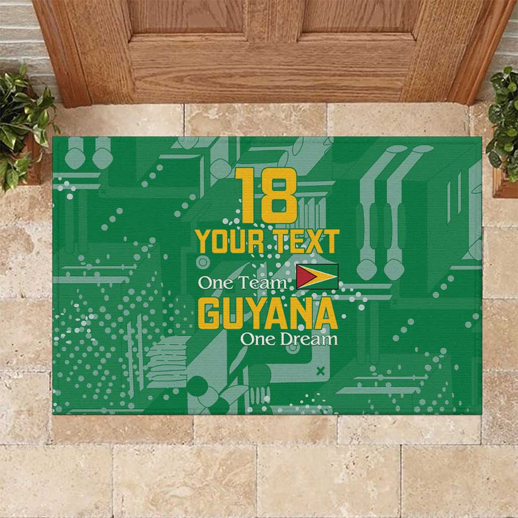 Custom Guyana Football Rubber Doormat One Team One Game Green Version - Wonder Print Shop