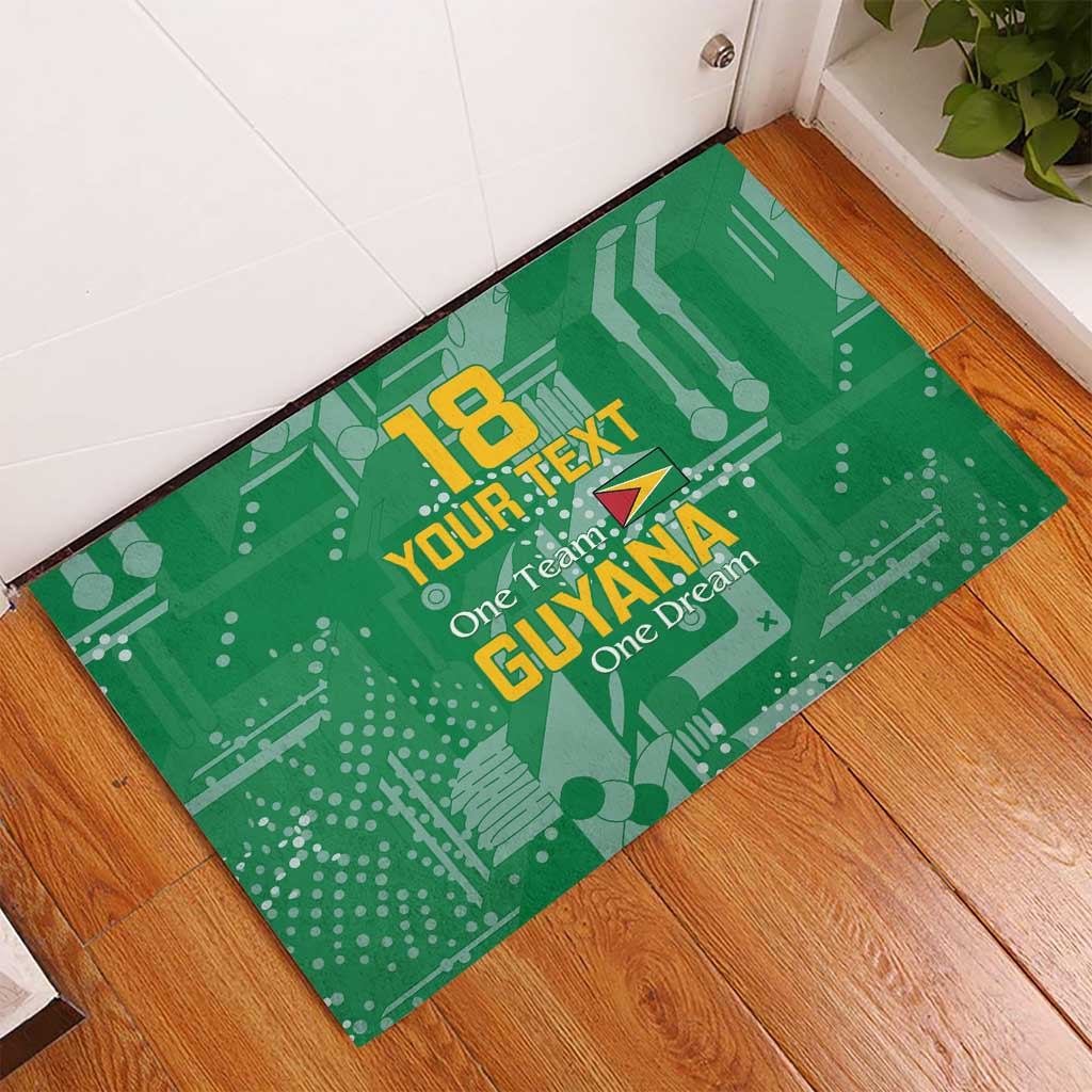 Custom Guyana Football Rubber Doormat One Team One Game Green Version - Wonder Print Shop