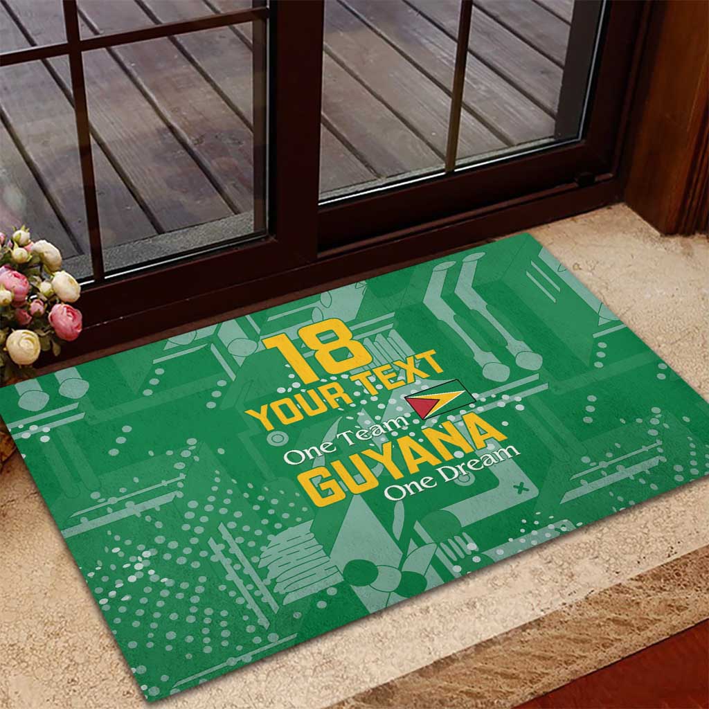 Custom Guyana Football Rubber Doormat One Team One Game Green Version - Wonder Print Shop