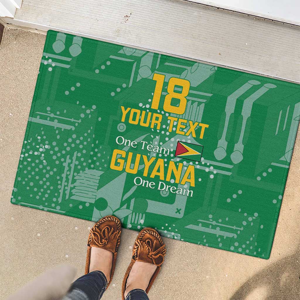 Custom Guyana Football Rubber Doormat One Team One Game Green Version - Wonder Print Shop