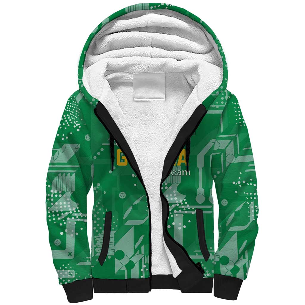 Custom Guyana Football Sherpa Hoodie One Team One Game Green Version - Wonder Print Shop