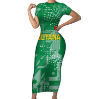 Custom Guyana Football Short Sleeve Bodycon Dress One Team One Game Green Version - Wonder Print Shop