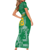 Custom Guyana Football Short Sleeve Bodycon Dress One Team One Game Green Version - Wonder Print Shop