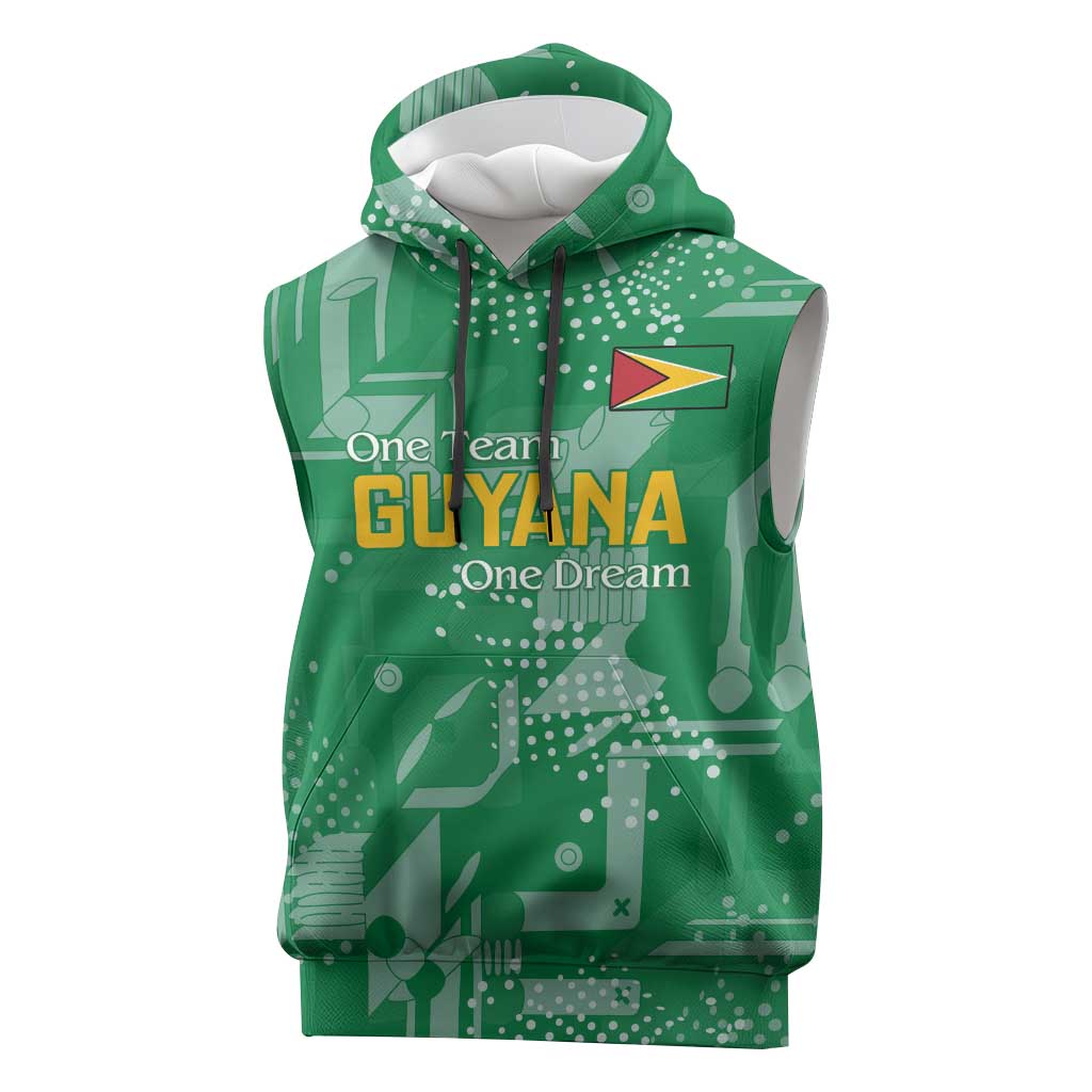 Custom Guyana Football Sleeveless Hoodie One Team One Game Green Version - Wonder Print Shop