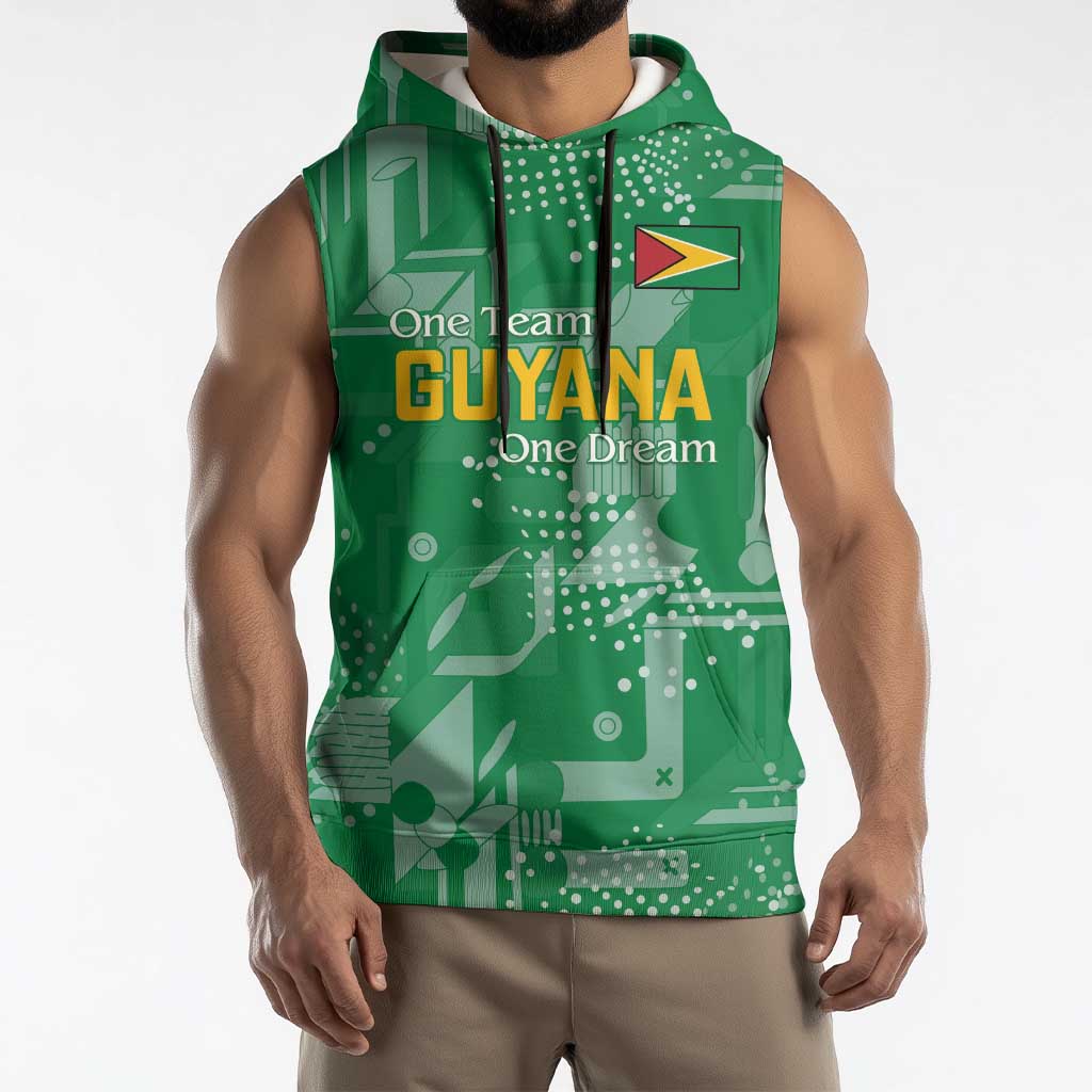 Custom Guyana Football Sleeveless Hoodie One Team One Game Green Version - Wonder Print Shop