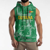 Custom Guyana Football Sleeveless Hoodie One Team One Game Green Version - Wonder Print Shop