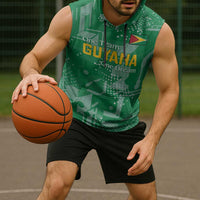 Custom Guyana Football Sleeveless Hoodie One Team One Game Green Version - Wonder Print Shop