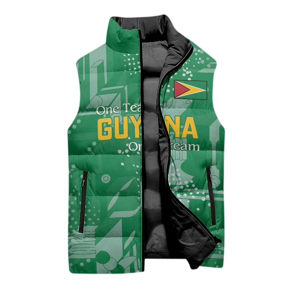 Custom Guyana Football Sleeveless Puffer Jacket One Team One Game Green Version - Wonder Print Shop