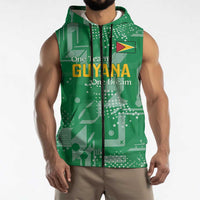 Custom Guyana Football Sleeveless Zip Hoodie One Team One Game Green Version - Wonder Print Shop