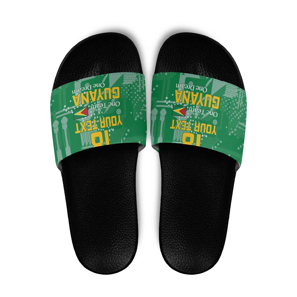 Custom Guyana Football Slide Sandals One Team One Game Green Version - Wonder Print Shop