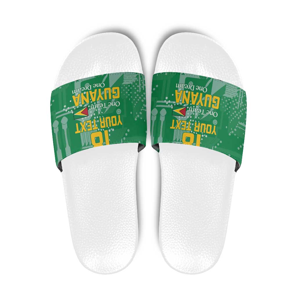 Custom Guyana Football Slide Sandals One Team One Game Green Version - Wonder Print Shop