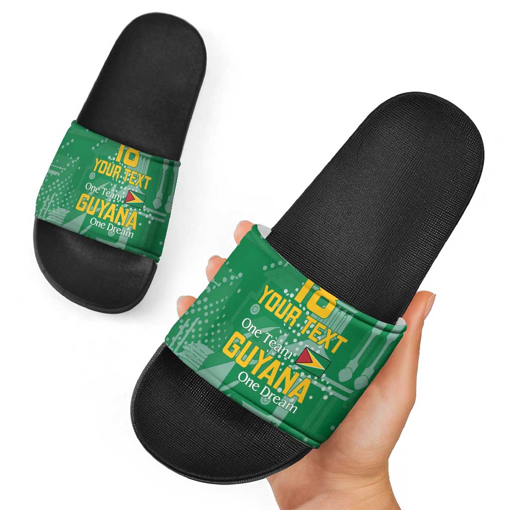 Custom Guyana Football Slide Sandals One Team One Game Green Version - Wonder Print Shop