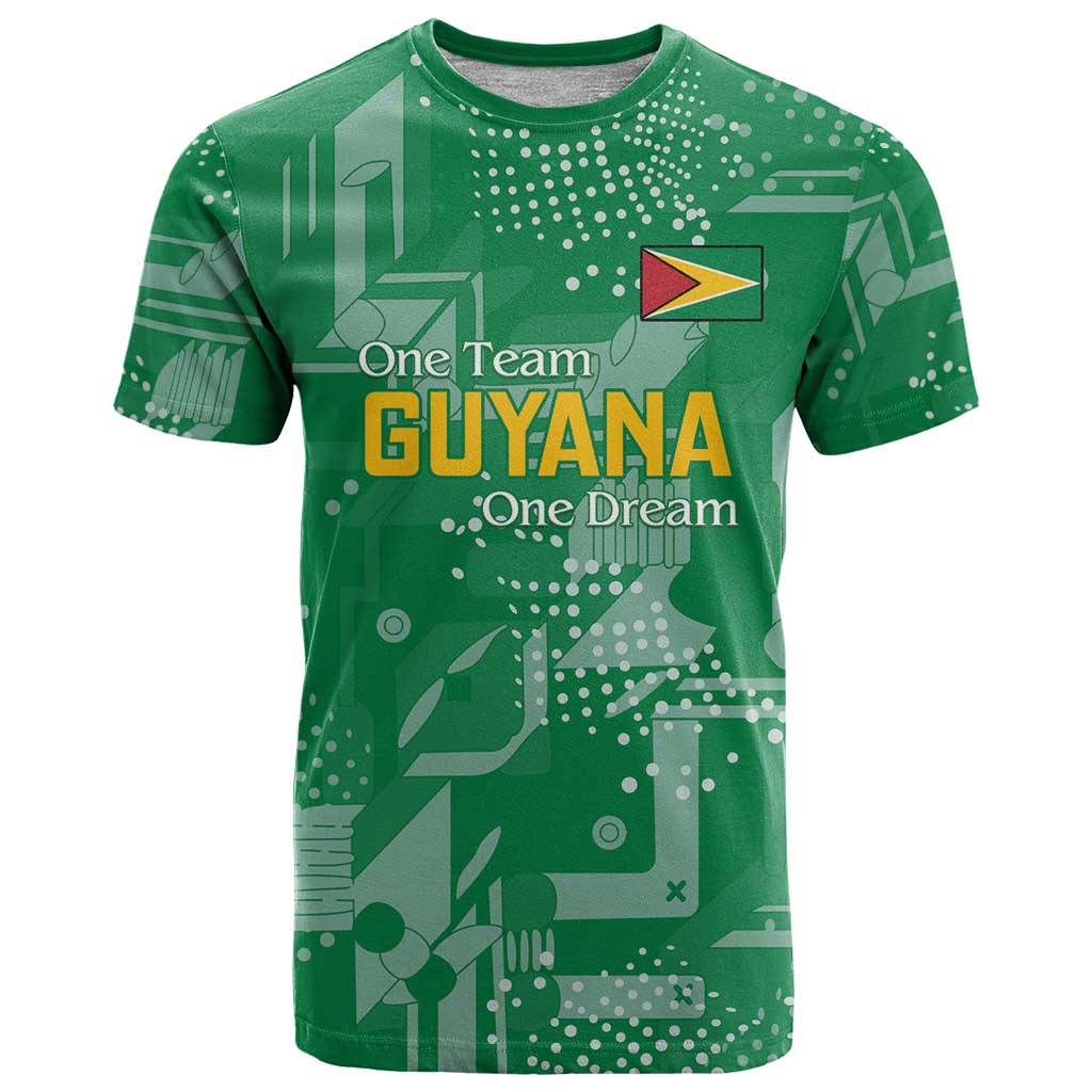 Custom Guyana Football T Shirt One Team One Game Green Version - Wonder Print Shop
