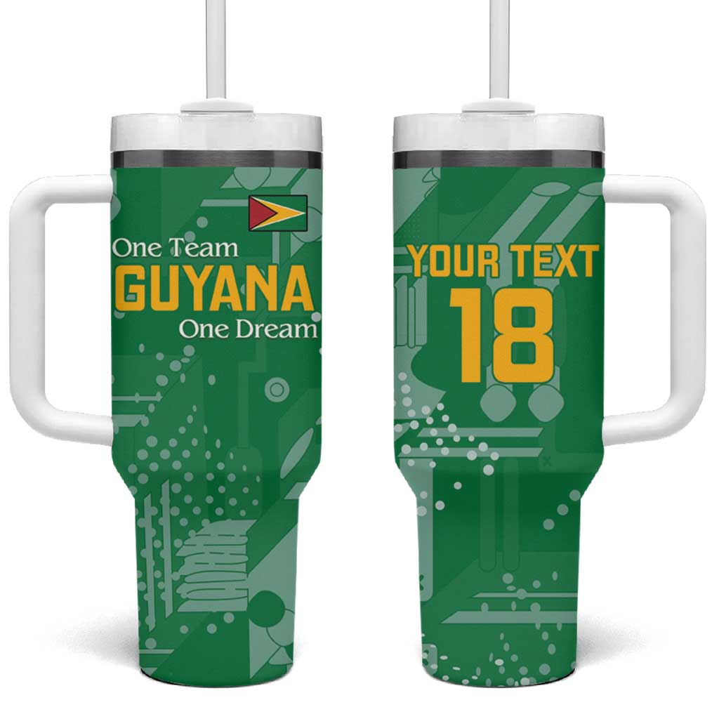 Custom Guyana Football Tumbler With Handle One Team One Game Green Version - Wonder Print Shop