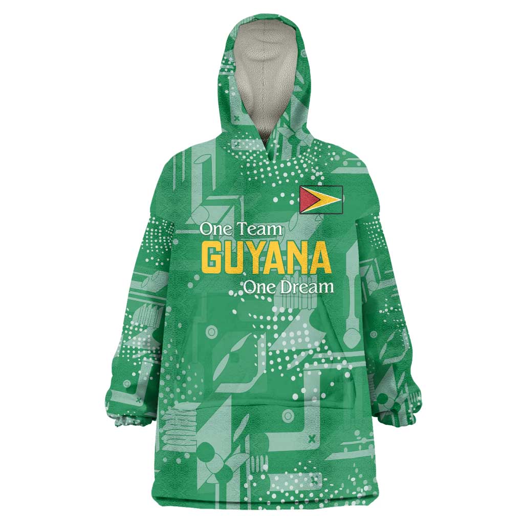 Custom Guyana Football Wearable Blanket Hoodie One Team One Game Green Version - Wonder Print Shop