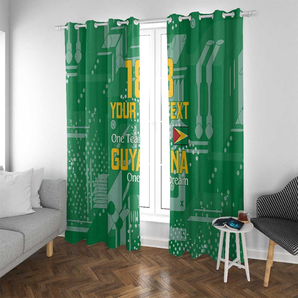 Custom Guyana Football Window Curtain One Team One Game Green Version - Wonder Print Shop