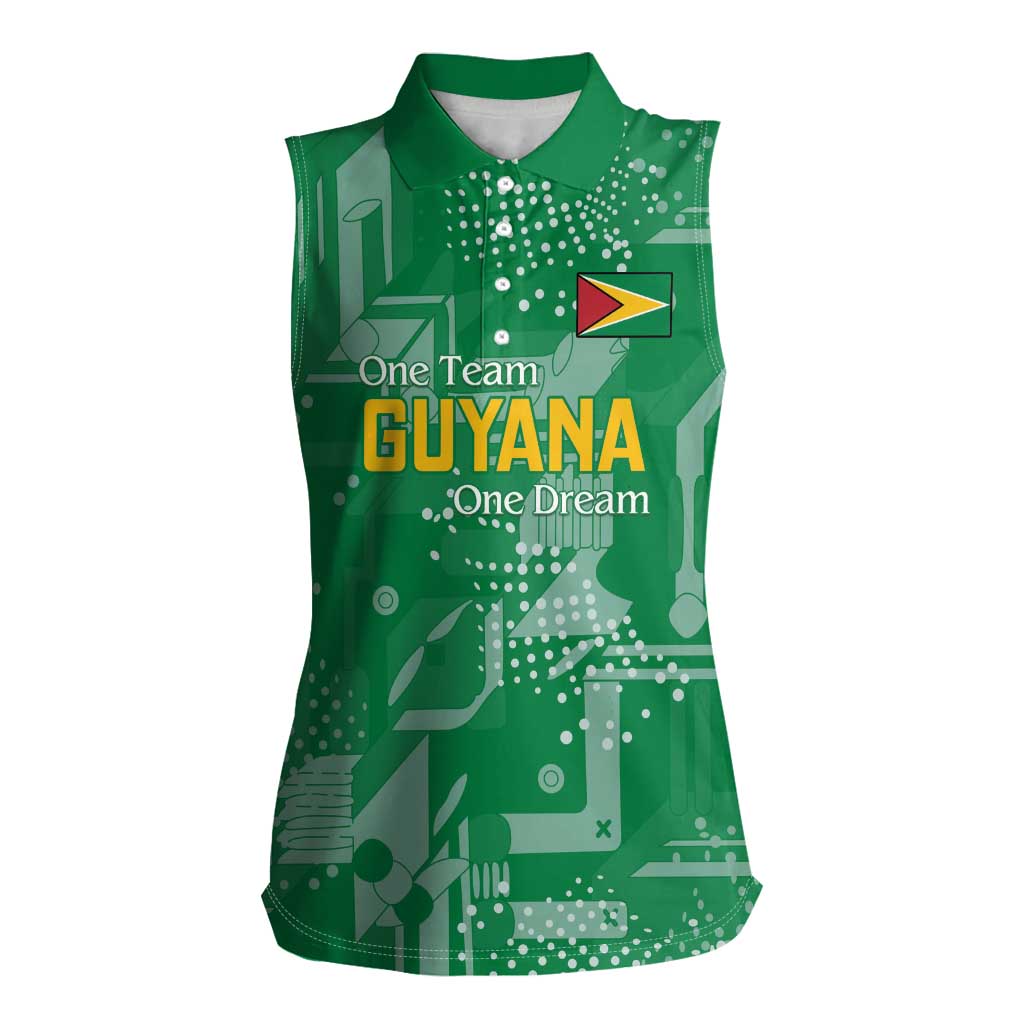 Custom Guyana Football Women Sleeveless Polo Shirt One Team One Game Green Version - Wonder Print Shop