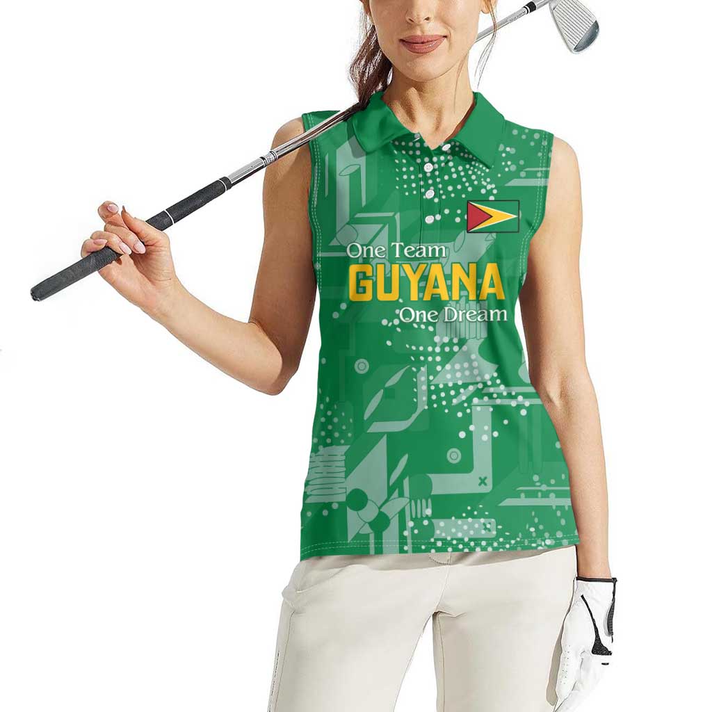 Custom Guyana Football Women Sleeveless Polo Shirt One Team One Game Green Version - Wonder Print Shop