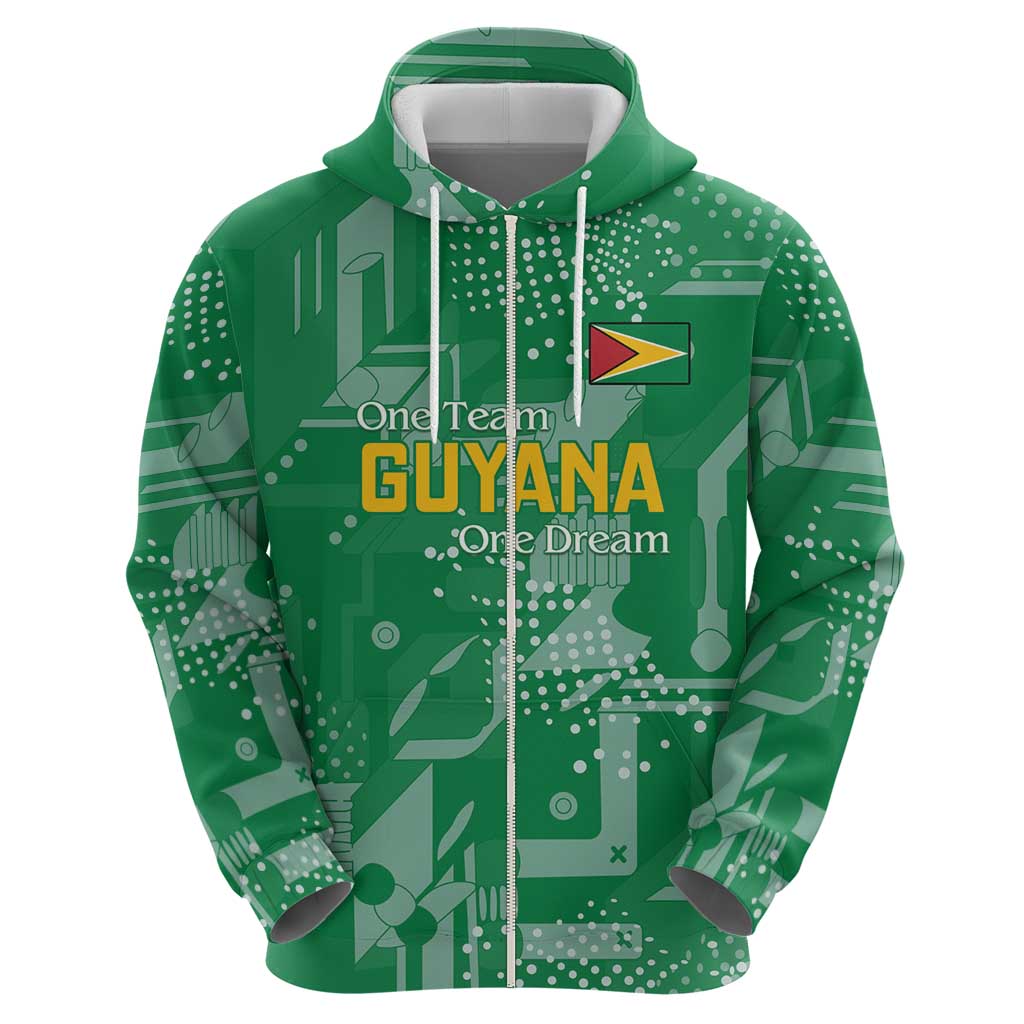 Custom Guyana Football Zip Hoodie One Team One Game Green Version - Wonder Print Shop