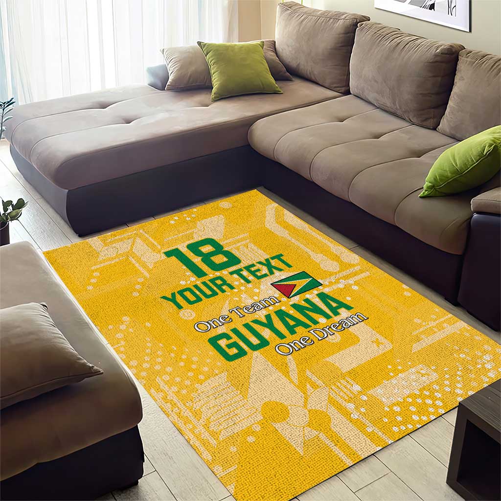Custom Guyana Football Area Rug One Team One Game Yellow Version - Wonder Print Shop