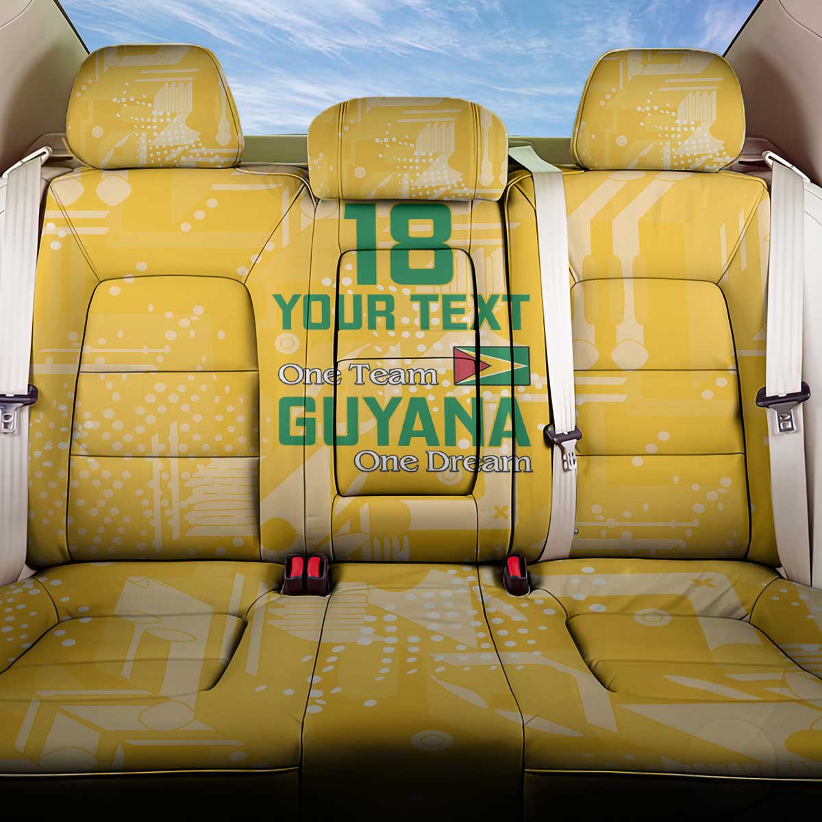 Custom Guyana Football Back Car Seat Cover One Team One Game Yellow Version - Wonder Print Shop