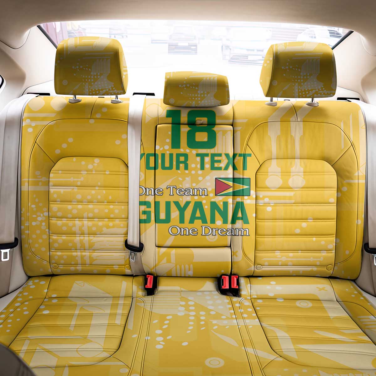 Custom Guyana Football Back Car Seat Cover One Team One Game Yellow Version - Wonder Print Shop