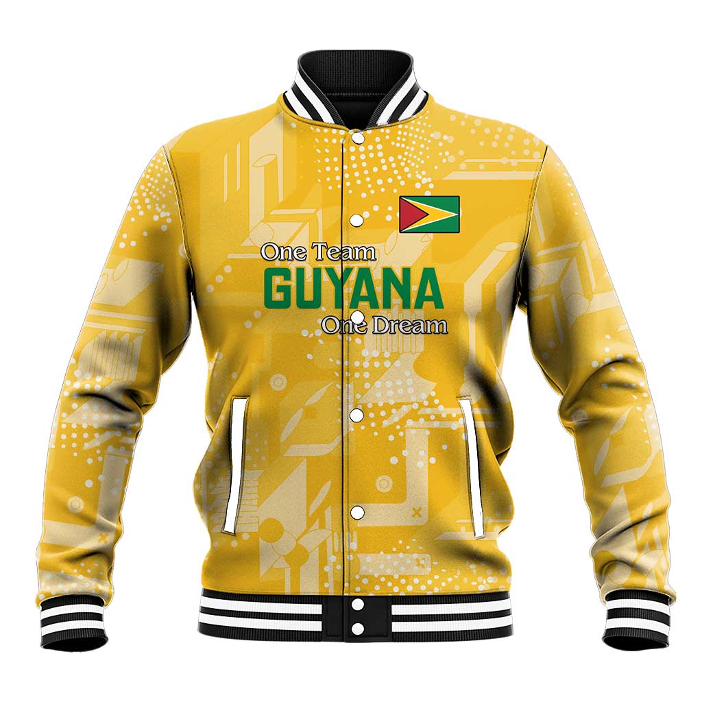 Custom Guyana Football Baseball Jacket One Team One Game Yellow Version - Wonder Print Shop