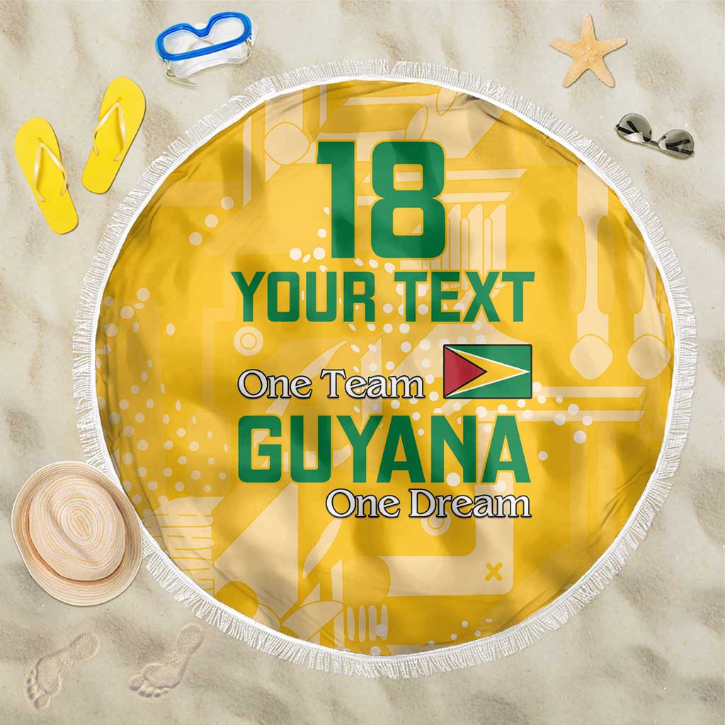Custom Guyana Football Beach Blanket One Team One Game Yellow Version - Wonder Print Shop