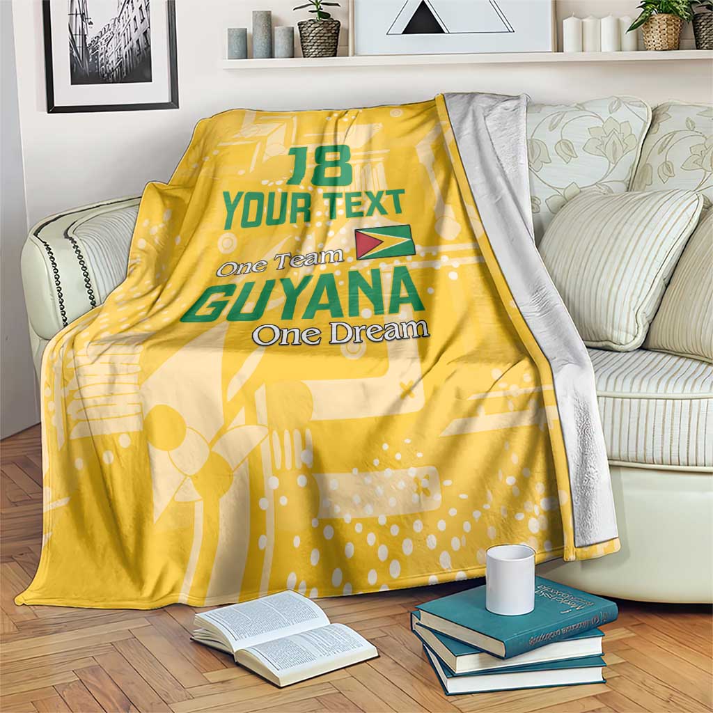 Custom Guyana Football Blanket One Team One Game Yellow Version - Wonder Print Shop