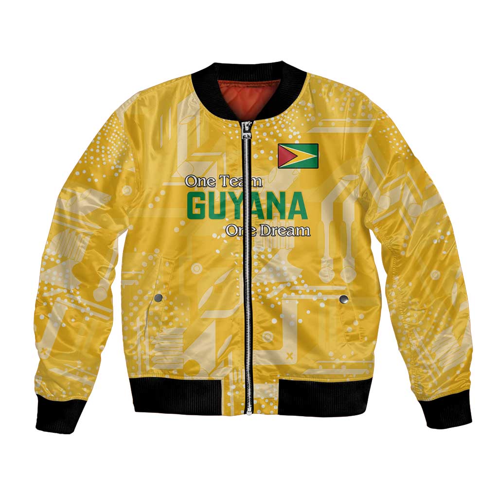Custom Guyana Football Bomber Jacket One Team One Game Yellow Version - Wonder Print Shop