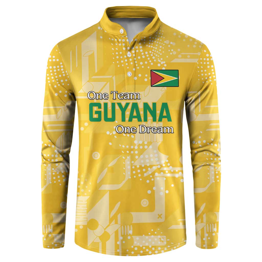 Custom Guyana Football Button Sweatshirt One Team One Game Yellow Version - Wonder Print Shop