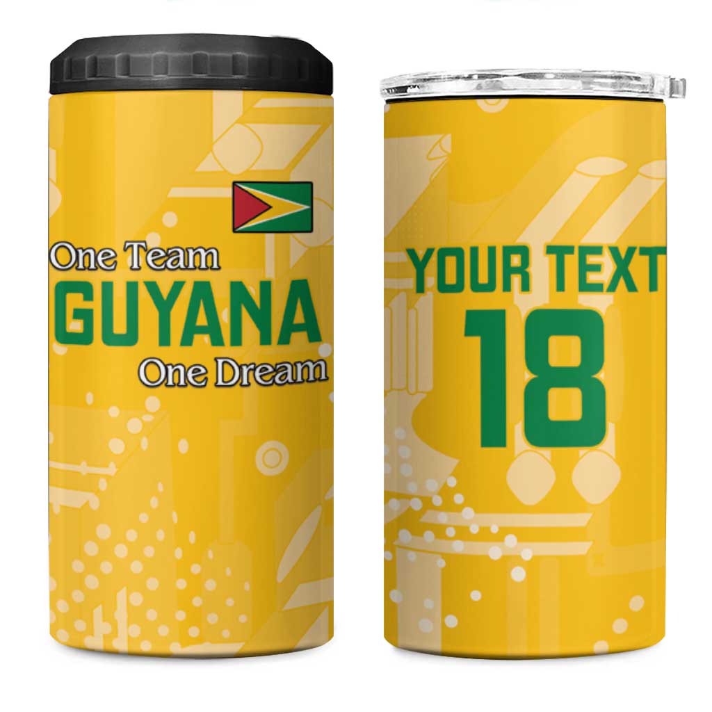 Custom Guyana Football 4 in 1 Can Cooler Tumbler One Team One Game Yellow Version - Wonder Print Shop