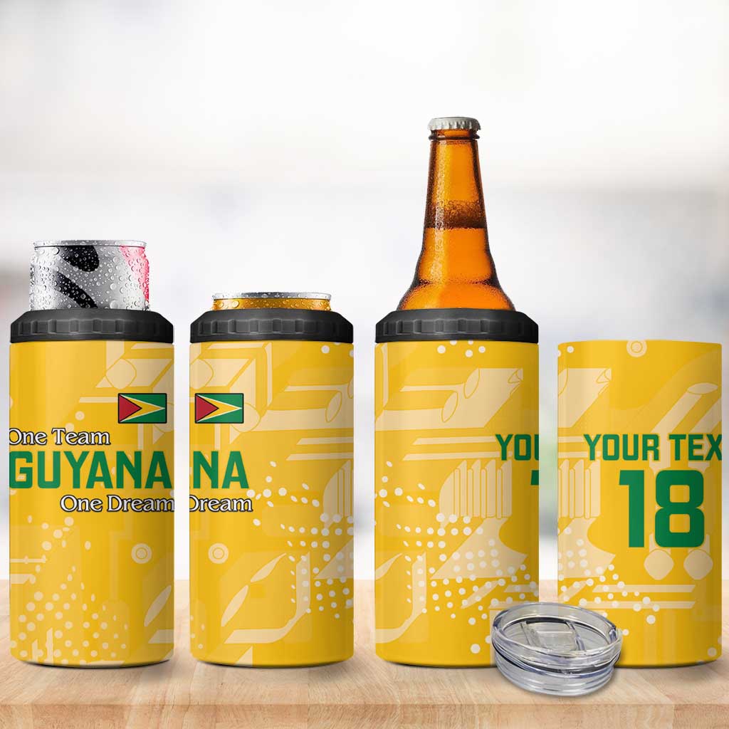 Custom Guyana Football 4 in 1 Can Cooler Tumbler One Team One Game Yellow Version - Wonder Print Shop