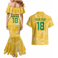 Custom Guyana Football Couples Matching Mermaid Dress and Hawaiian Shirt One Team One Game Yellow Version - Wonder Print Shop