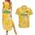 Custom Guyana Football Couples Matching Summer Maxi Dress and Hawaiian Shirt One Team One Game Yellow Version - Wonder Print Shop