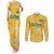 Custom Guyana Football Couples Matching Tank Maxi Dress and Long Sleeve Button Shirt One Team One Game Yellow Version - Wonder Print Shop