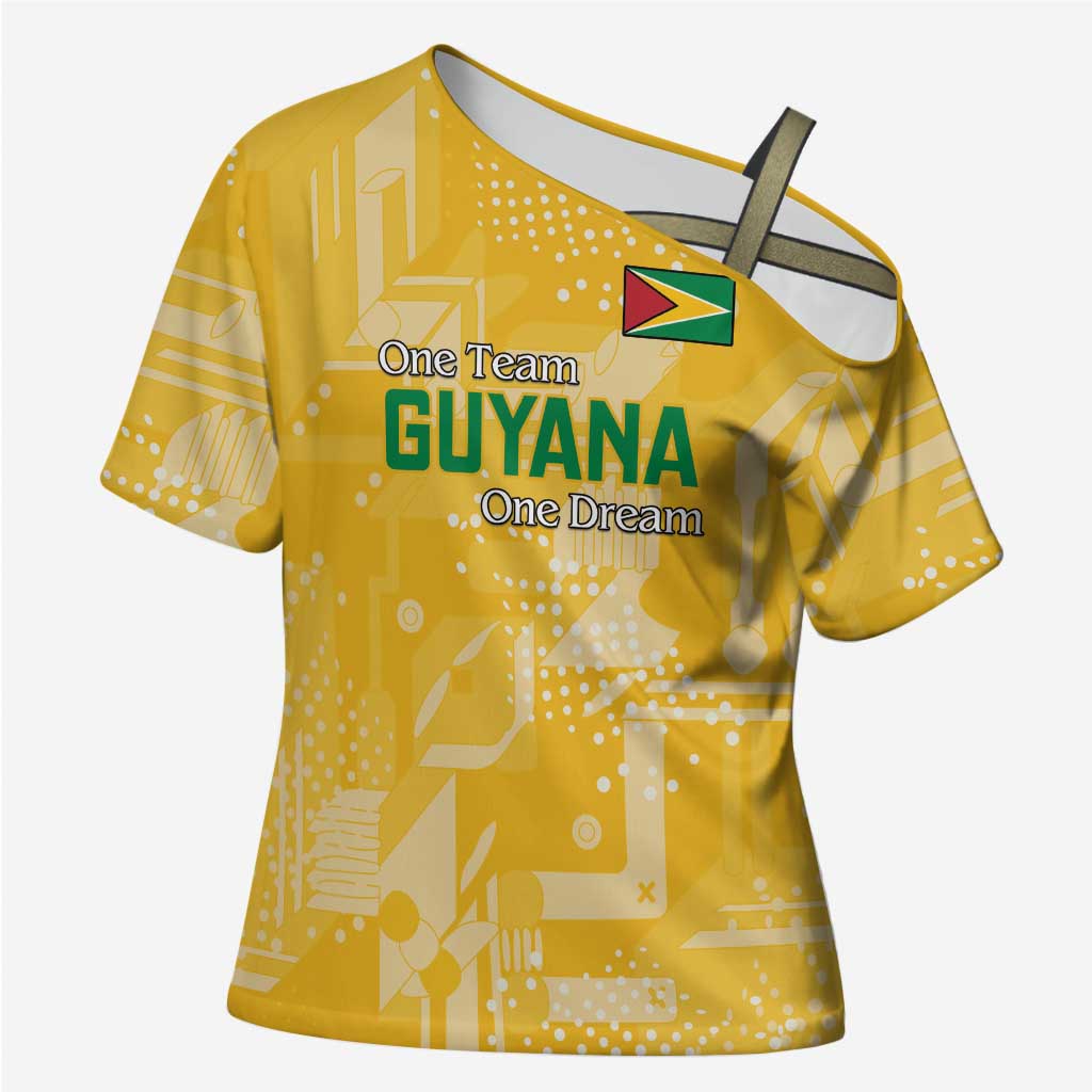 Custom Guyana Football Cross Shoulder Shirt One Team One Game Yellow Version - Wonder Print Shop