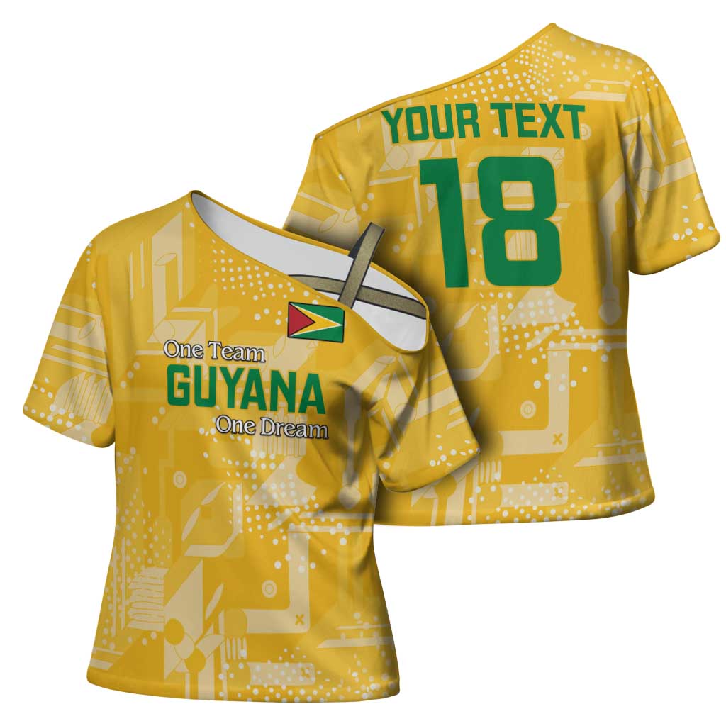 Custom Guyana Football Cross Shoulder Shirt One Team One Game Yellow Version - Wonder Print Shop