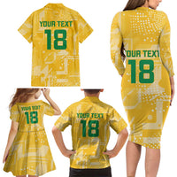 Custom Guyana Football Family Matching Long Sleeve Bodycon Dress and Hawaiian Shirt One Team One Game Yellow Version - Wonder Print Shop