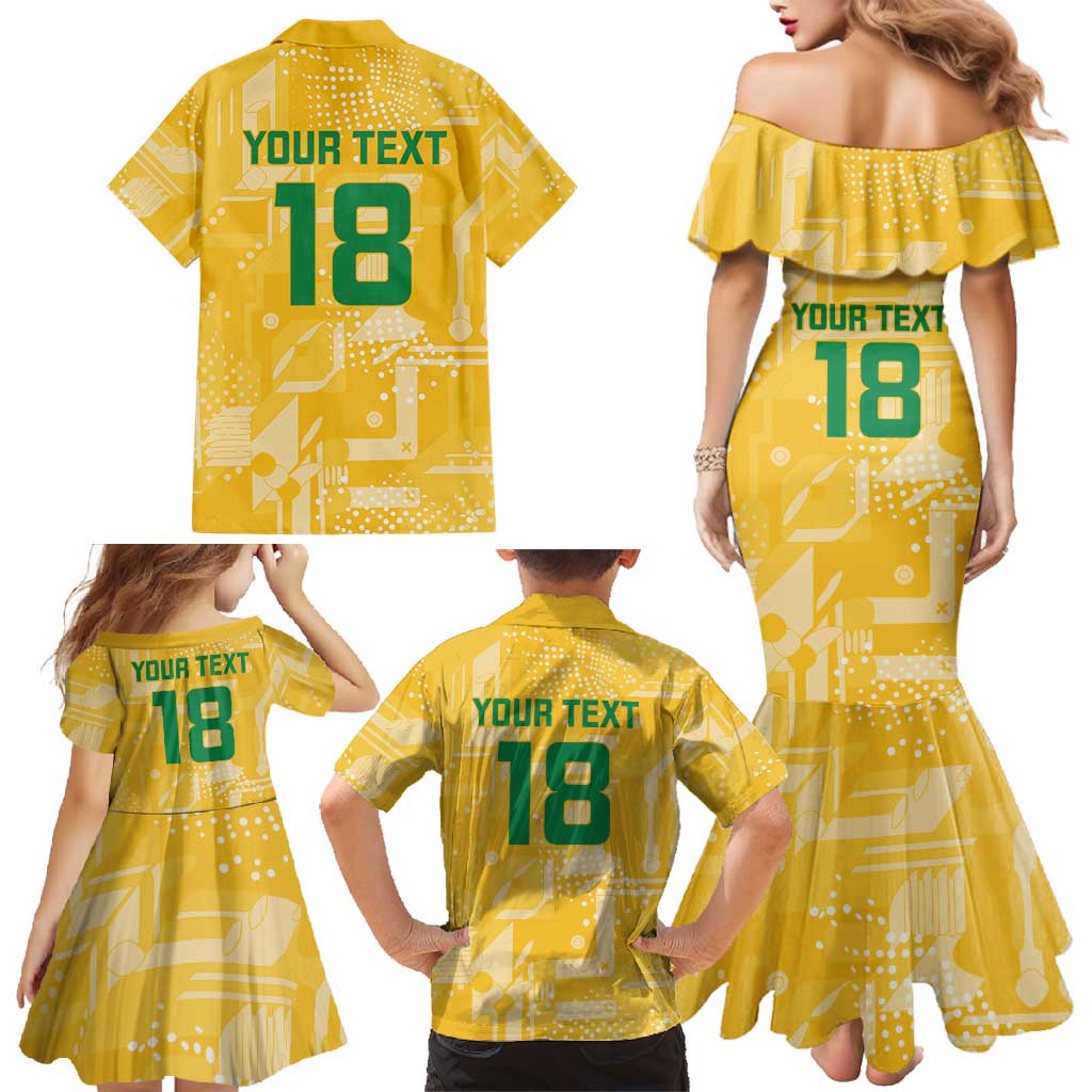 Custom Guyana Football Family Matching Mermaid Dress and Hawaiian Shirt One Team One Game Yellow Version - Wonder Print Shop