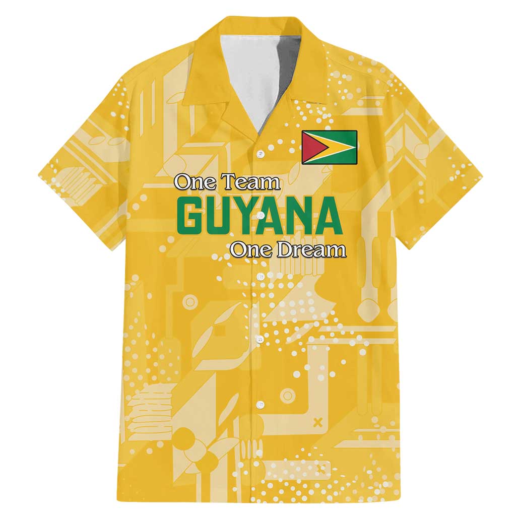 Custom Guyana Football Family Matching Mermaid Dress and Hawaiian Shirt One Team One Game Yellow Version - Wonder Print Shop
