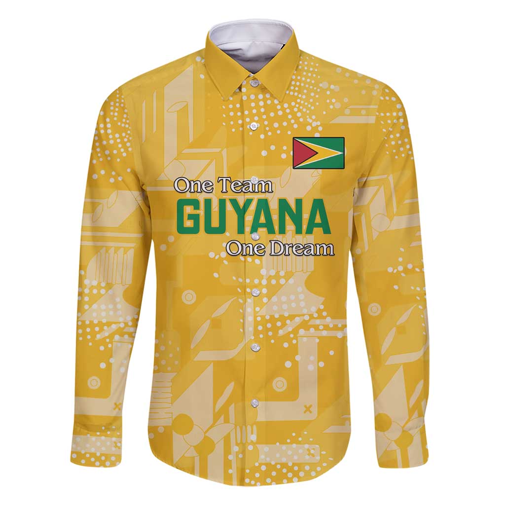 Custom Guyana Football Family Matching Mermaid Dress and Hawaiian Shirt One Team One Game Yellow Version - Wonder Print Shop
