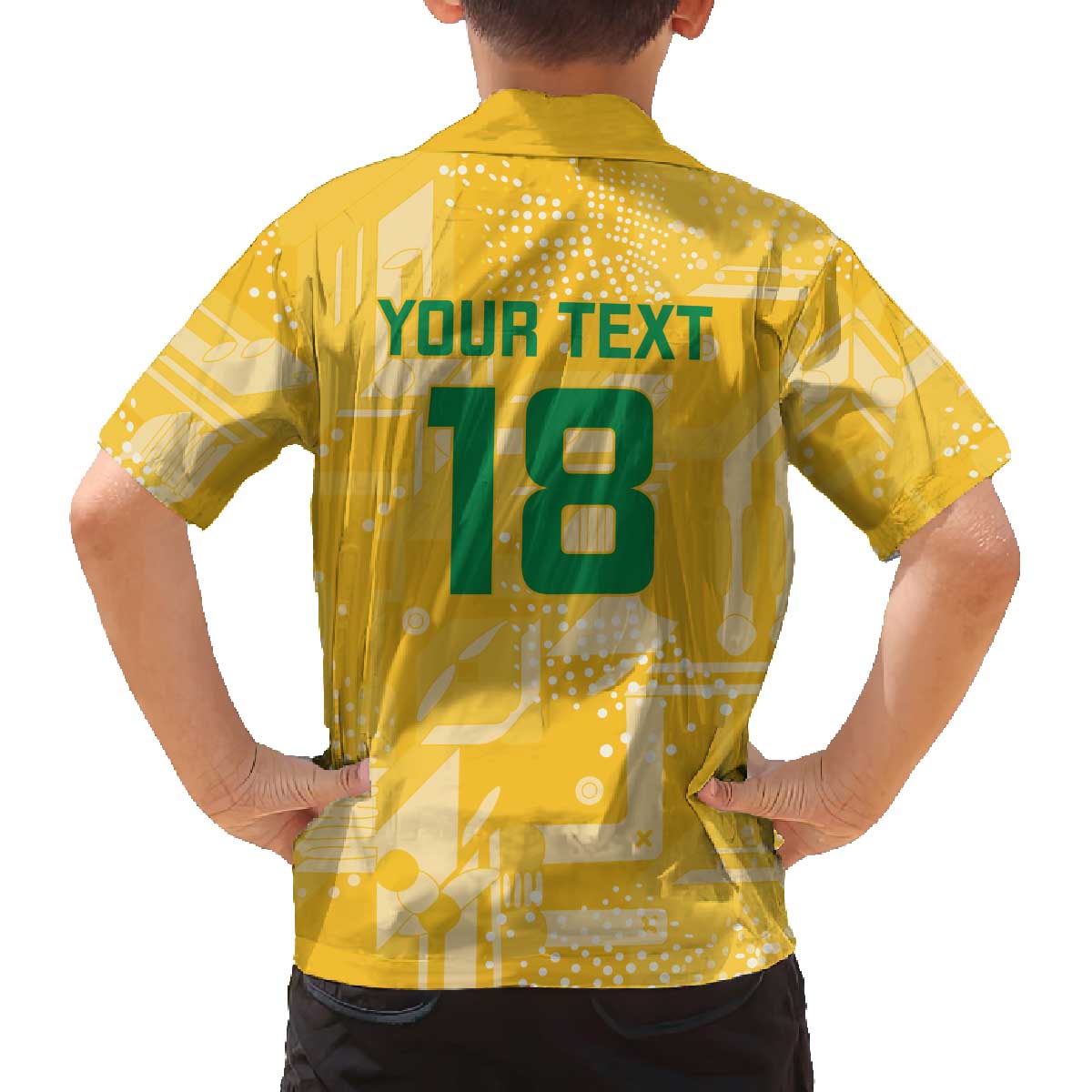 Custom Guyana Football Family Matching Off The Shoulder Long Sleeve Dress and Hawaiian Shirt One Team One Game Yellow Version - Wonder Print Shop