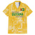 Custom Guyana Football Family Matching Off The Shoulder Long Sleeve Dress and Hawaiian Shirt One Team One Game Yellow Version - Wonder Print Shop