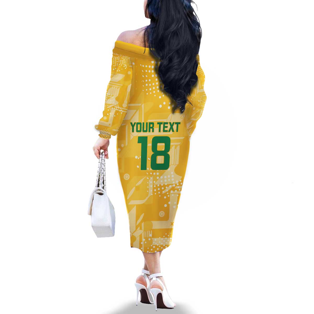 Custom Guyana Football Family Matching Off The Shoulder Long Sleeve Dress and Hawaiian Shirt One Team One Game Yellow Version - Wonder Print Shop